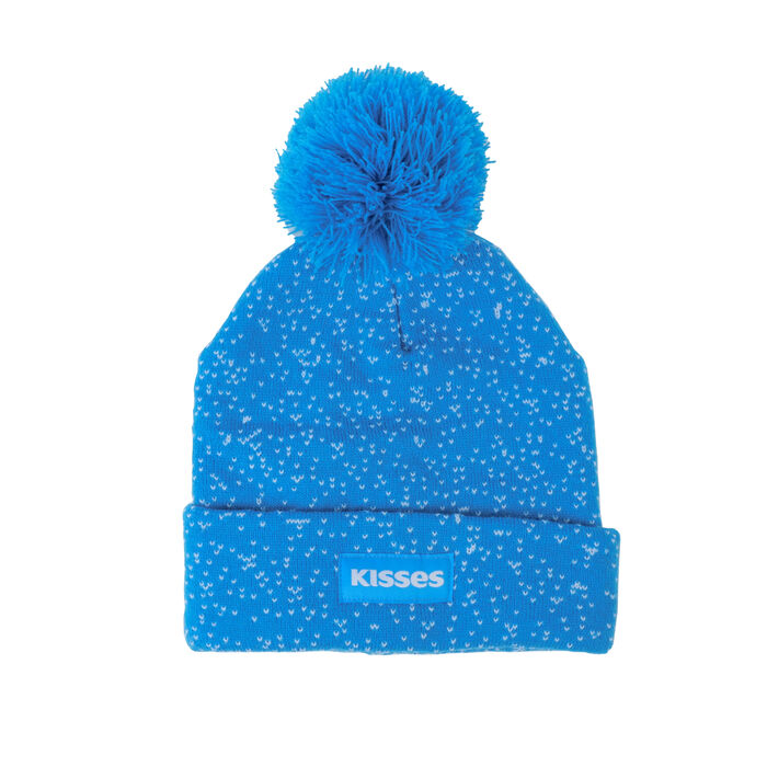 KISSES Branded Knit Pom Beanie Hat