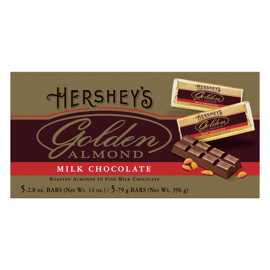 GOLDEN ALMOND Milk Chocolate 14oz Box of Five 2.8oz Candy Bars