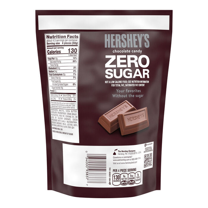 HERSHEY'S ZERO Milk Chocolate Miniatures 5.1oz Candy Bag