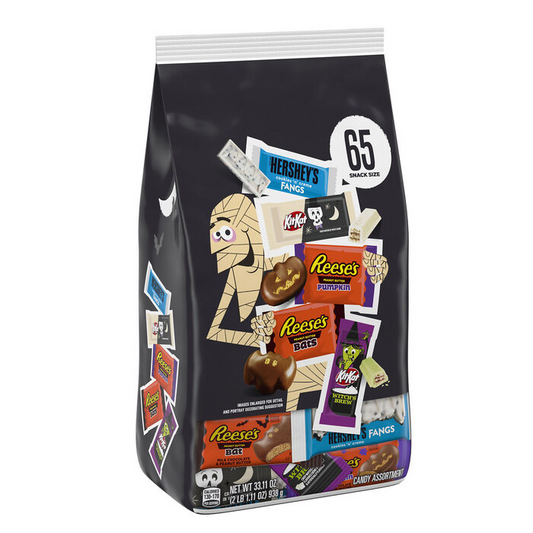 HERSHEY'S, KIT KAT and REESE'S Assorted Snack Size Halloween Candy, Bulk Bag, 33.11 oz (65 Pieces)