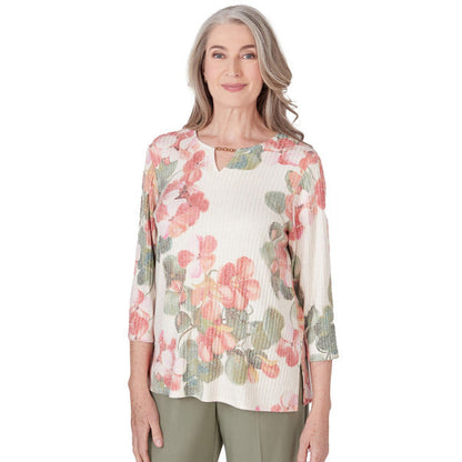 Alfred Dunner Women's Floral Textured Top