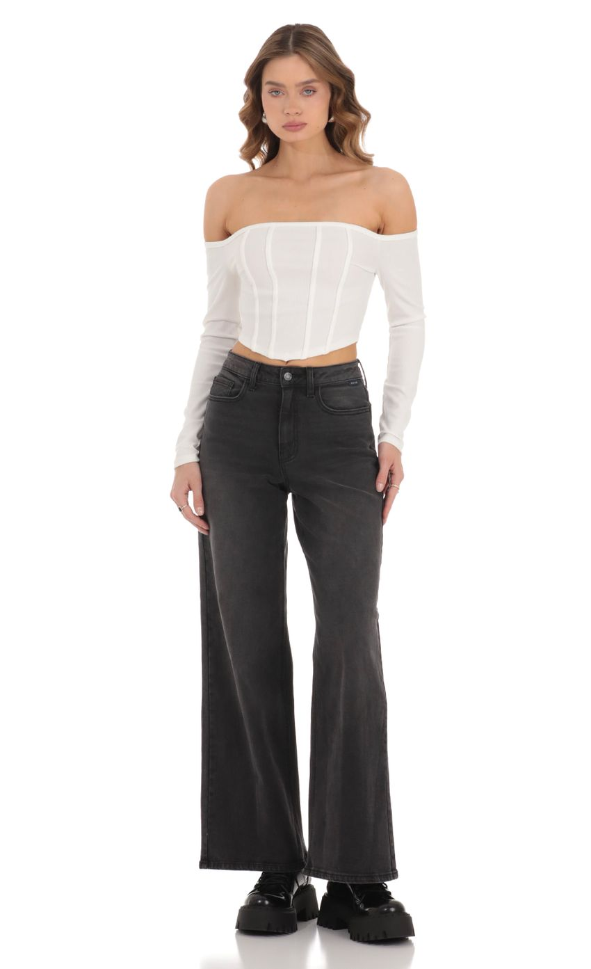 Lucy in the Sky Off Shoulder Crop Top in White (x2)