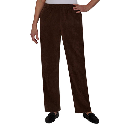 Alfred Dunner Women's Corduroy Short Length Pant - BROWN