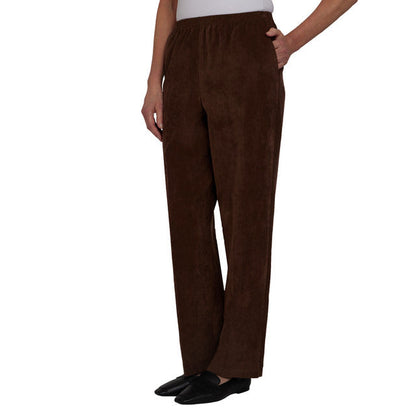 Alfred Dunner Women's Corduroy Short Length Pant - BROWN