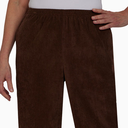 Alfred Dunner Women's Corduroy Short Length Pant - BROWN