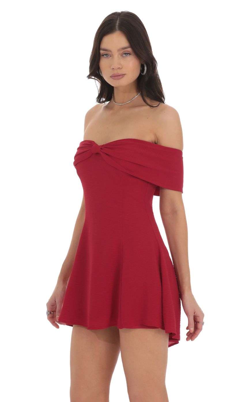 Lucy in the Sky Front Bow Off Shoulder Dress