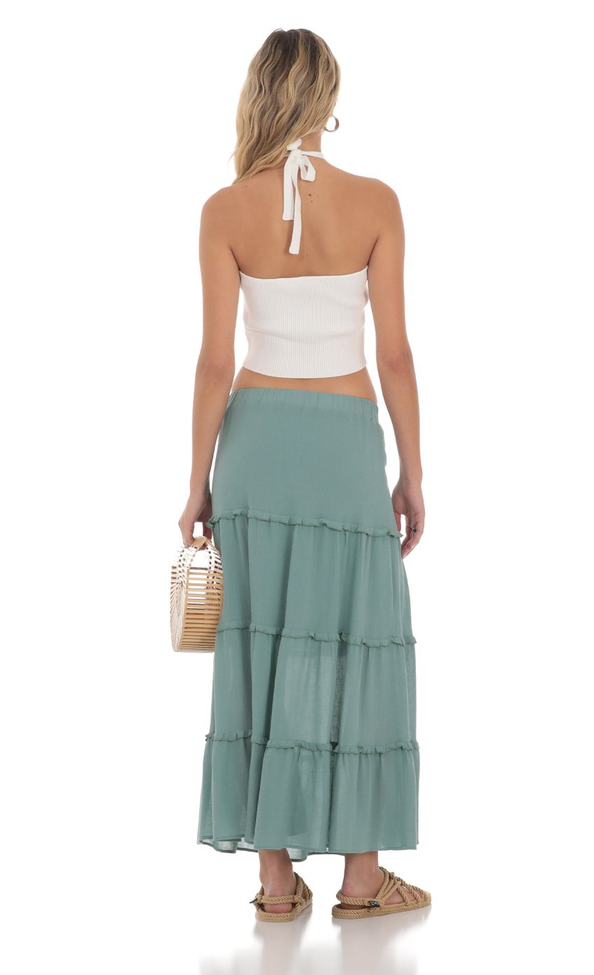 Lucy in the Sky Flowy Maxi Skirt in Sage Blue