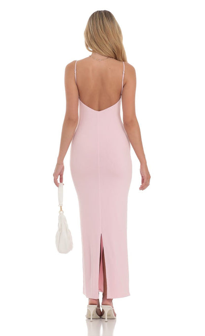 Lucy in the Sky Bodycon Maxi Dress in Pink