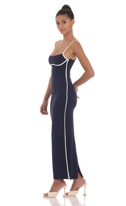 Lucy in the Sky Outline Maxi Dress in Navy