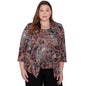 Alfred Dunner Women's Metallic Paisley Two In One Top with Necklace