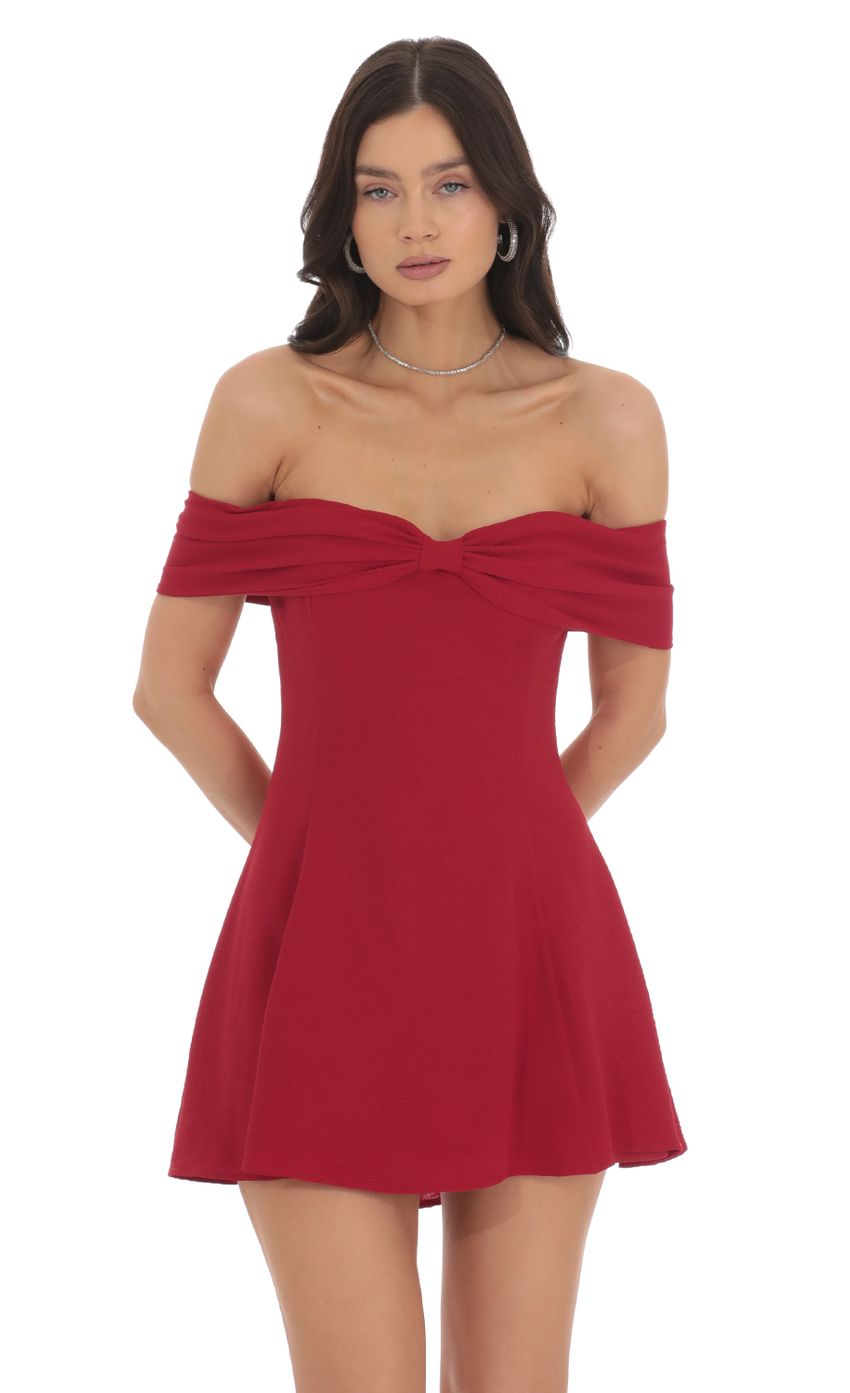 Lucy in the Sky Front Bow Off Shoulder Dress