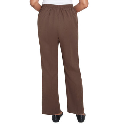 Alfred Dunner Women's Soft Microfiber Side Seam Pocket Short Length Pant - CHOCOLATE