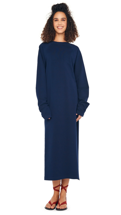 Norma Kamali Women's OS RAGLAN SLEEVE SIDE SLIT GOWN - True Navy