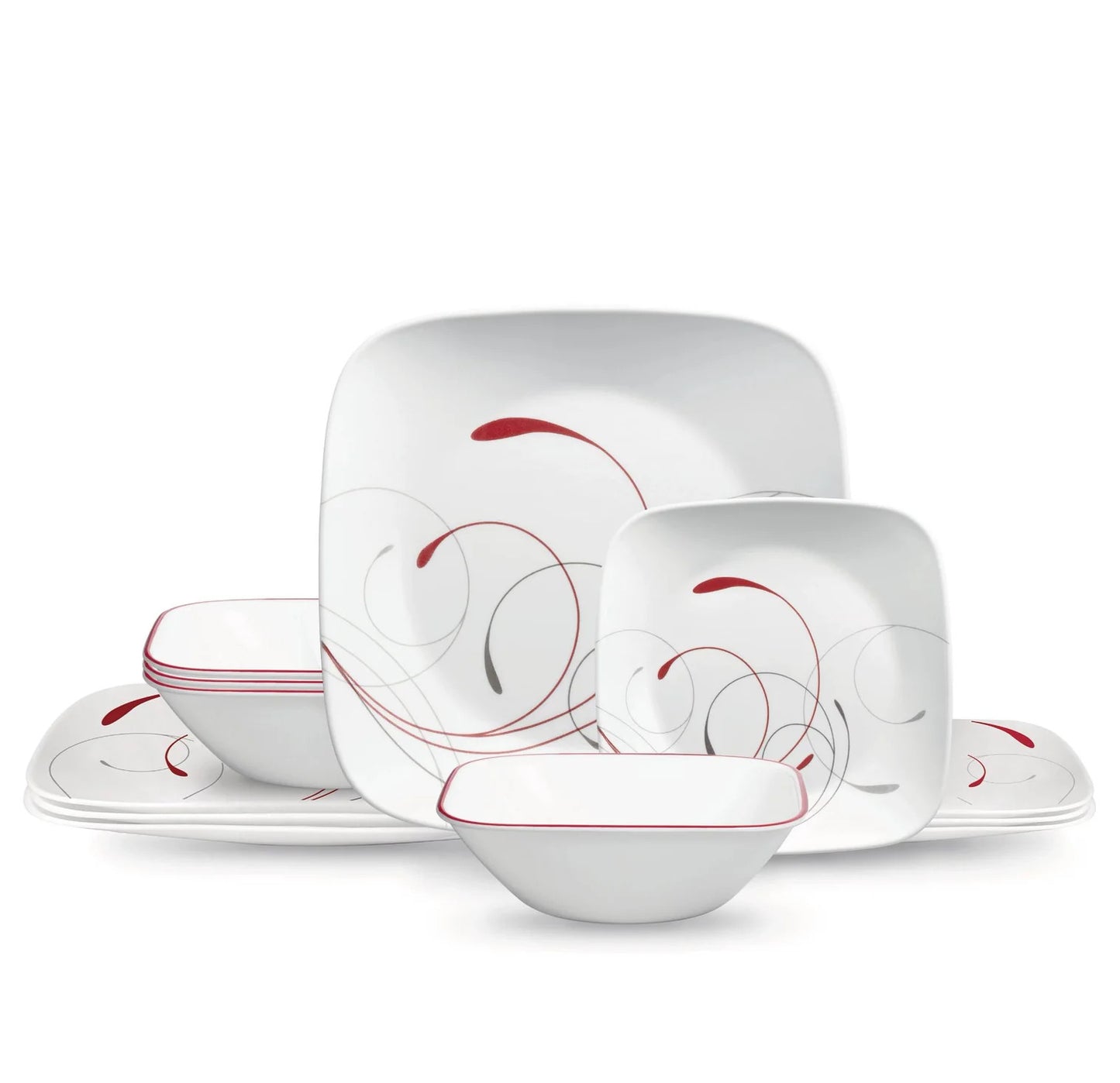 Corelle Square Splendor 12-piece Dinnerware Set with Appetizer Plates, Service for 4