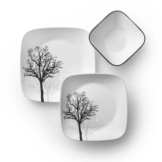 Corelle Square Timber Shadows 18-piece Dinnerware Set, Service for 6