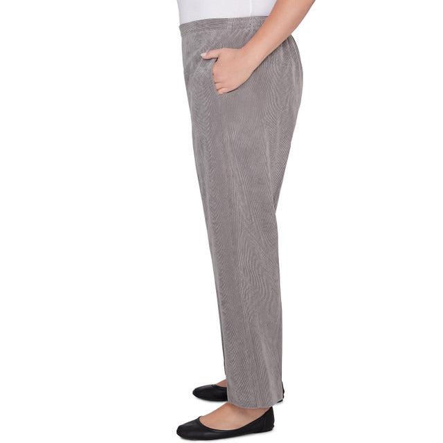 Alfred Dunner Women's Copenhagen Corduroy Average Length Pant - GRAPHITE