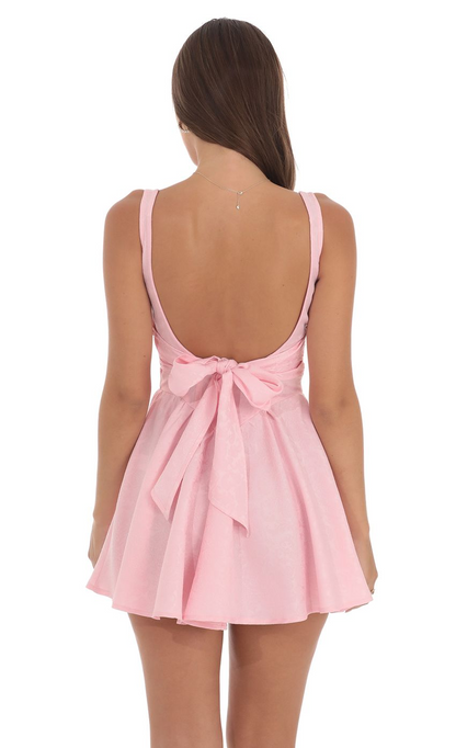 Lucy in the Sky Jacquard Open Back Bow Dress