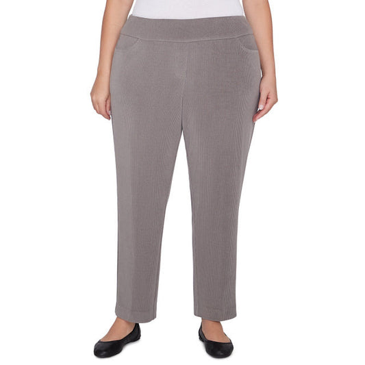 Alfred Dunner Plus Women's Knit Corduroy Faux Fly Pull On Short Length Pant