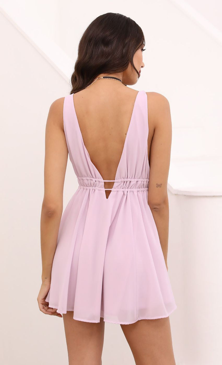 Lucy in the Sky Plunge A-line Dress in Lavender