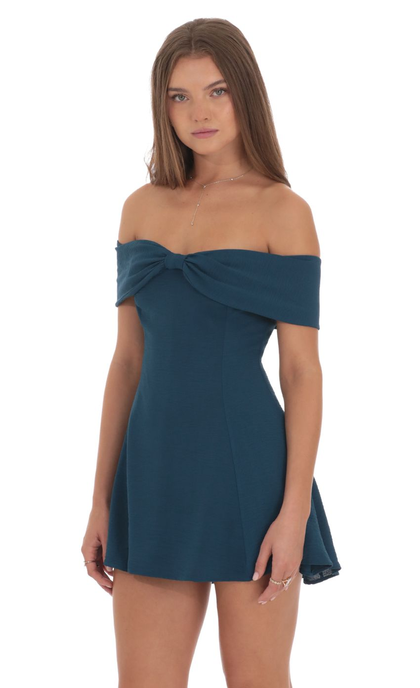 Lucy in the Sky Front Bow Off Shoulder Dress