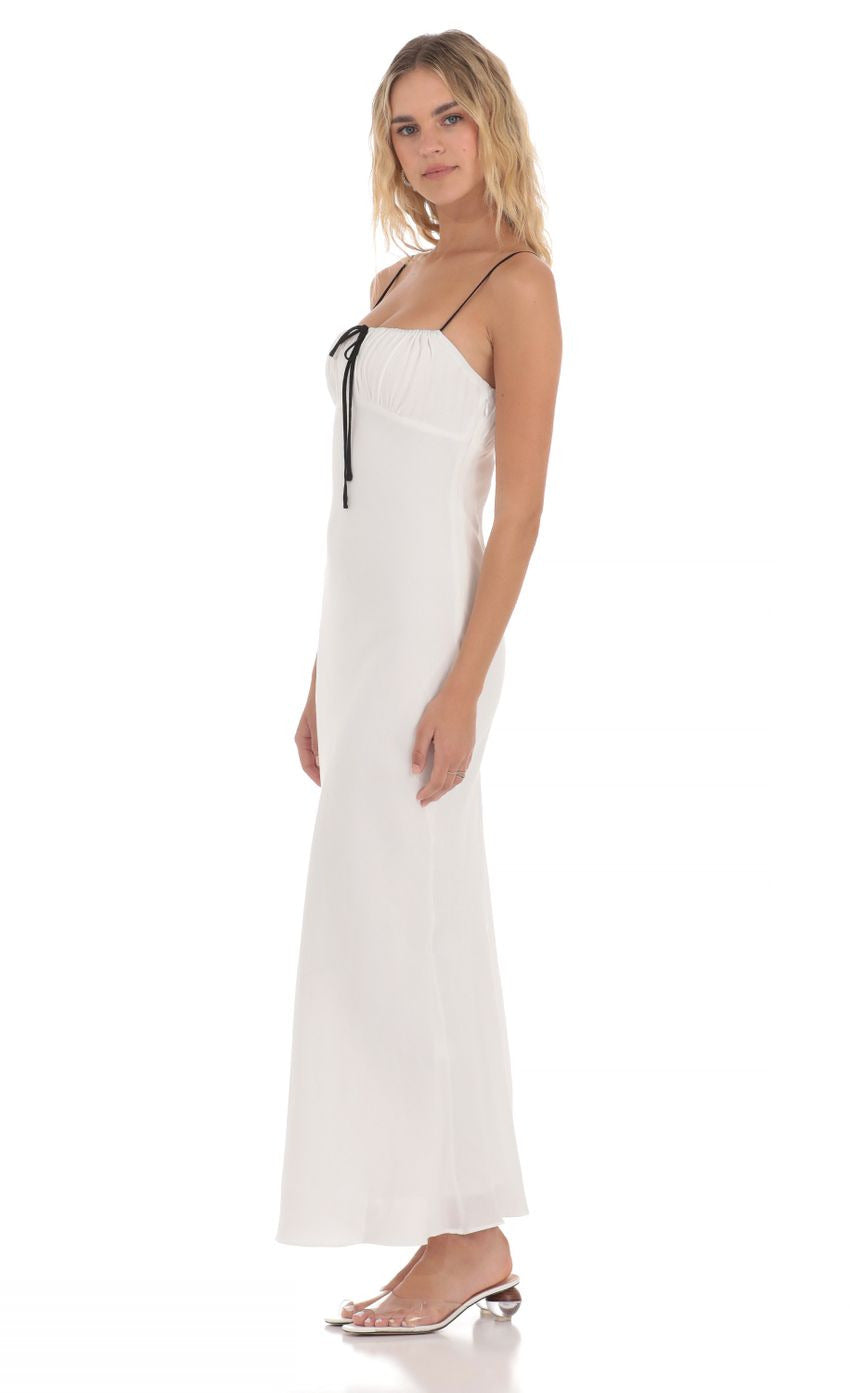 Lucy in the Sky Front Tie Maxi Dress in White