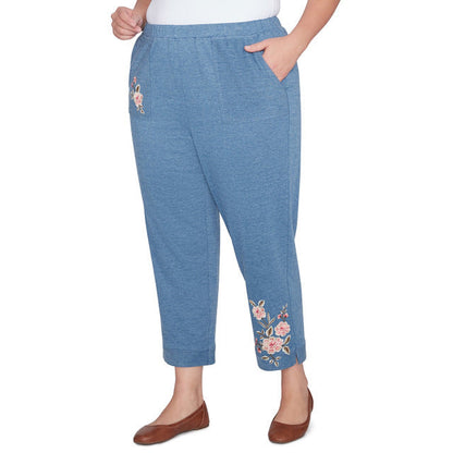 Alfred Dunner Women's Casual Floral Embroidered Ankle Pant