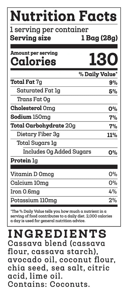 Siete Foods Lime Grain Free Tortilla Chips 1 oz - 24 bags