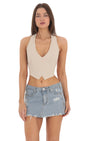 Lucy in the Sky Linen Halter Top in Beige