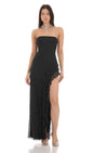 Lucy in the Sky Mesh Strapless Triple Ruffle Maxi Dress