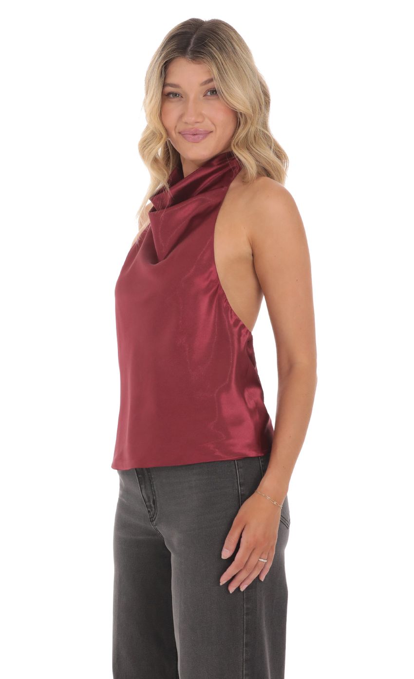 Lucy in the Sky Mock Neck Satin Top