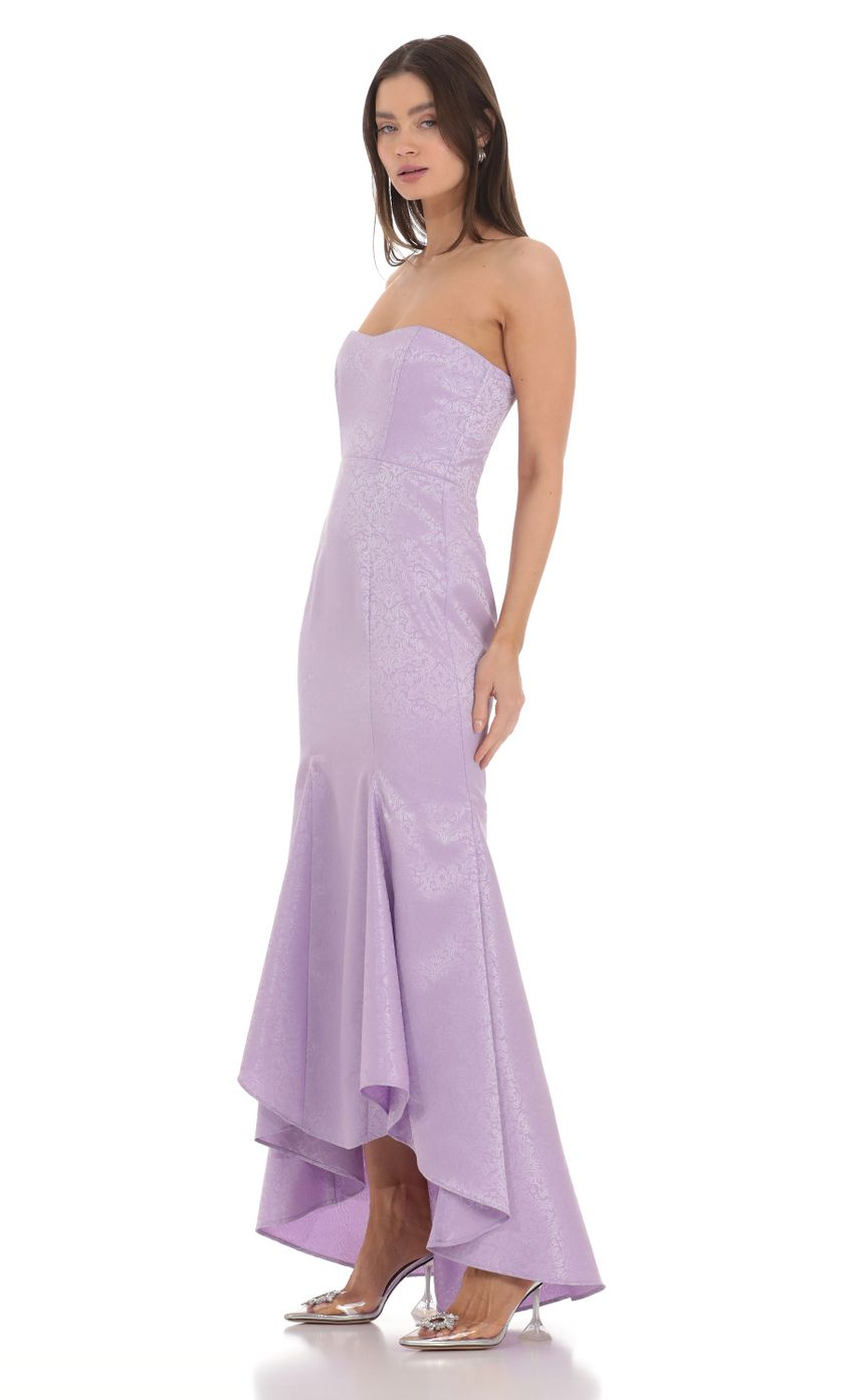 Lucy in the Sky Jacquard Corset Mermaid Maxi Dress in Lavender