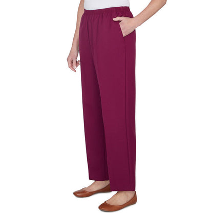 Alfred Dunner Women's Classic Accord Elastic Waist Medium Length Pant - MERLOT