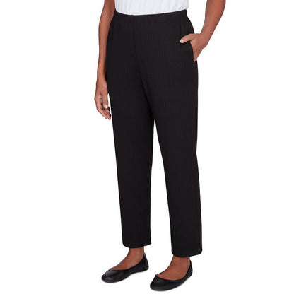 Alfred Dunner Women's Ribbed Black Pant