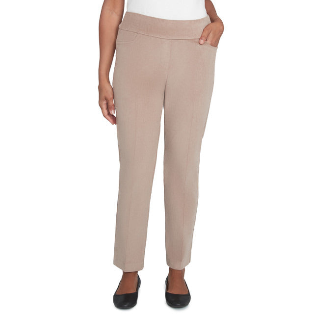 Alfred Dunner Women's Modern Corduroy Faux Fly Front Short Length Pant