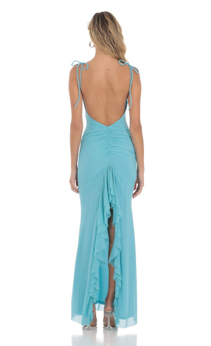 Lucy in the Sky Mesh Open Back Maxi Dress