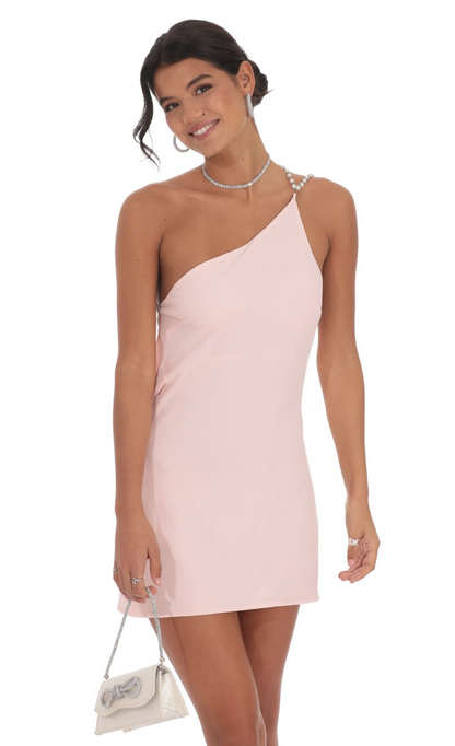 Lucy in the Sky Pearl One Shoulder Satin Dress