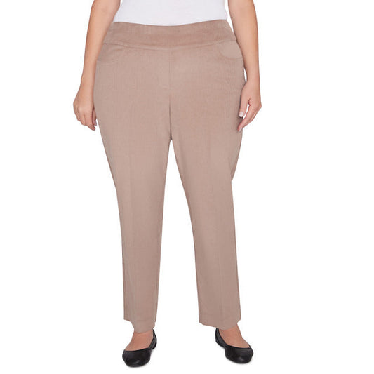 Alfred Dunner Women's Modern Corduroy Faux Fly Front Average Length Pant