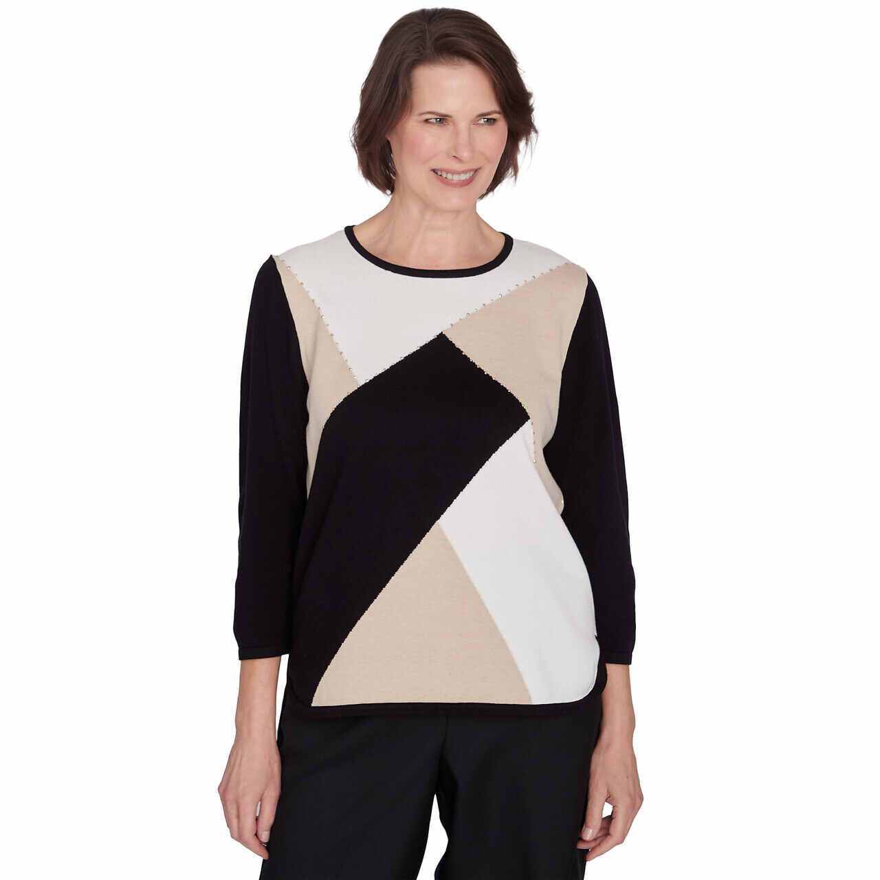 Alfred Dunner Women's Colorblock Beaded Top