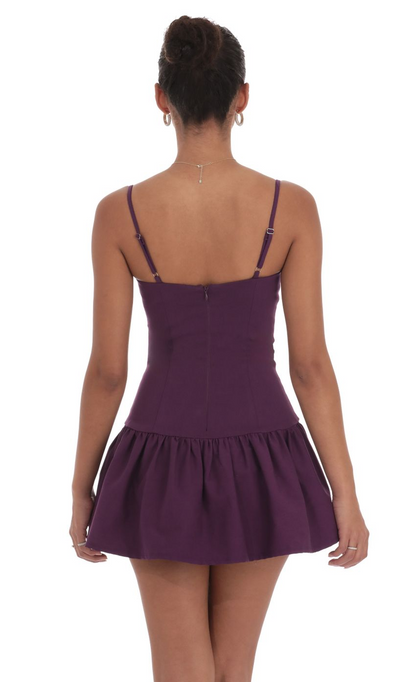 Lucy in the Sky Double Bow Drop Waist Dress in Purple