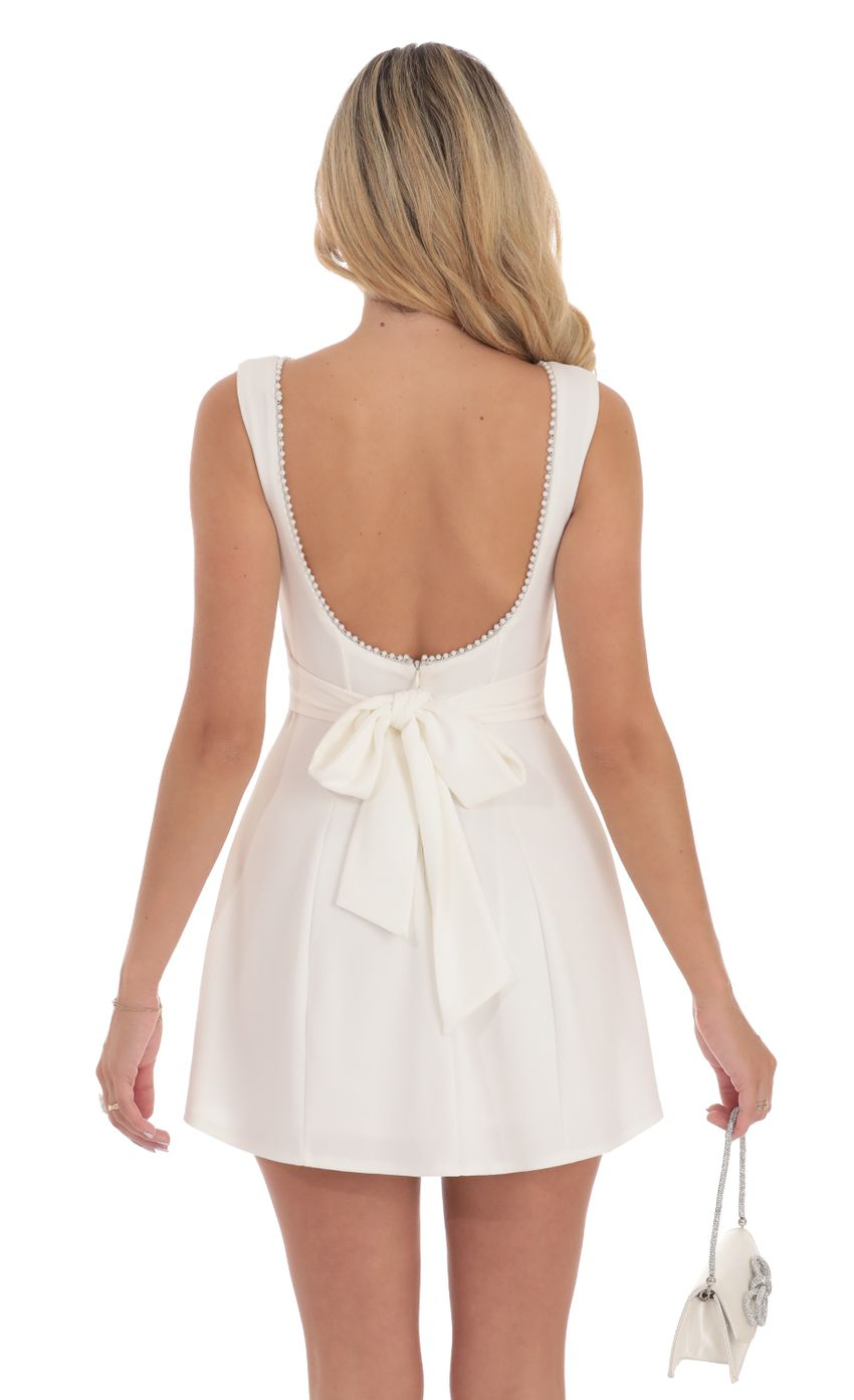 Lucy in the Sky Pearl Open Back A-line Dress in White