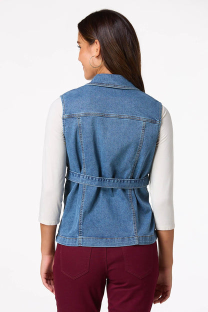 Cato Fashion Women's Belted Denim Vest