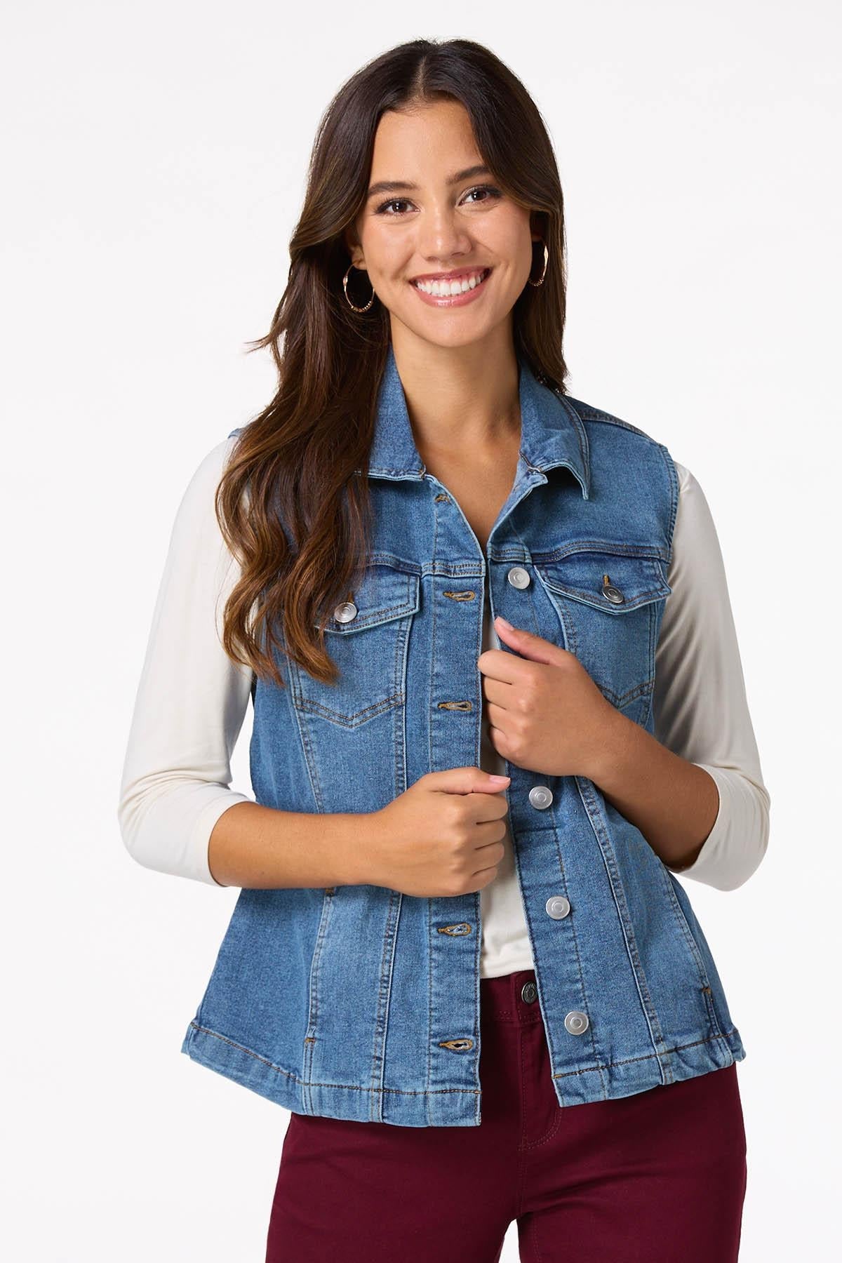 Cato Fashion Women's Belted Denim Vest