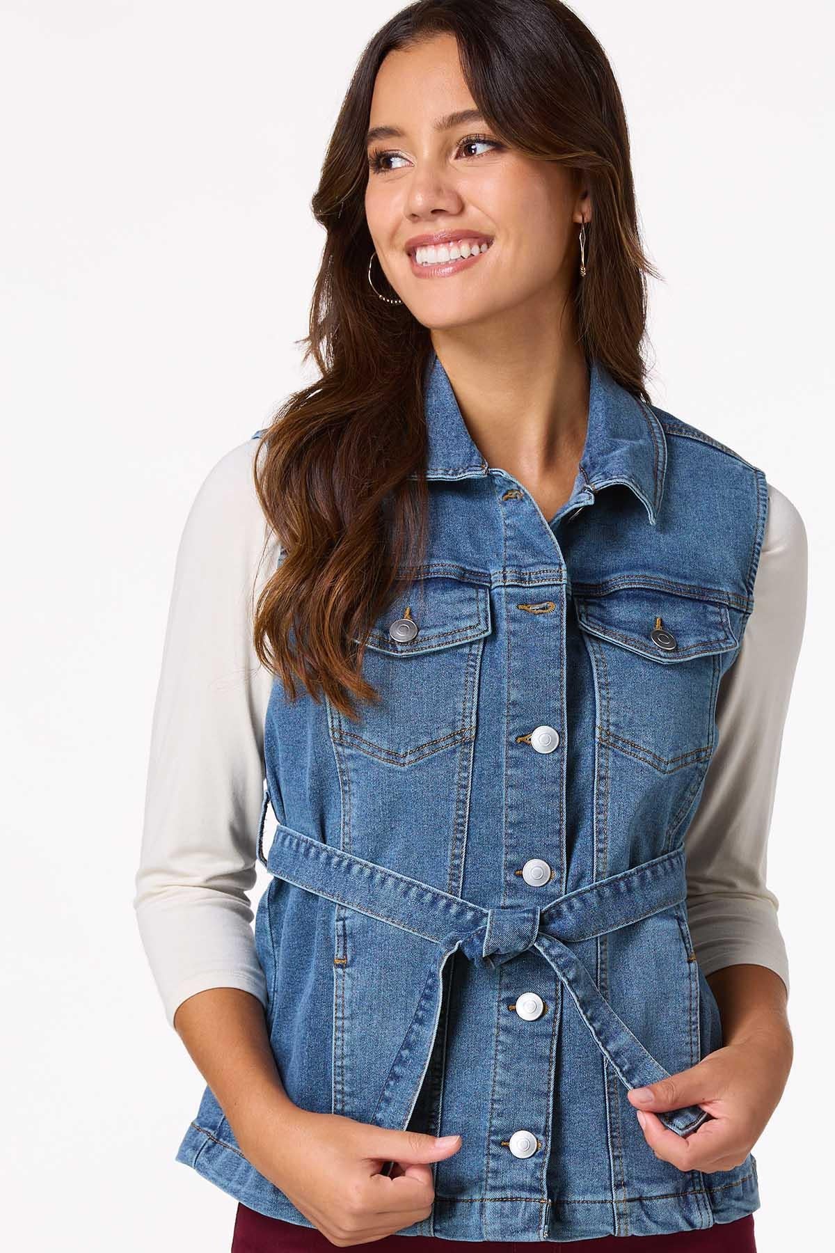 Cato Fashion Women's Belted Denim Vest