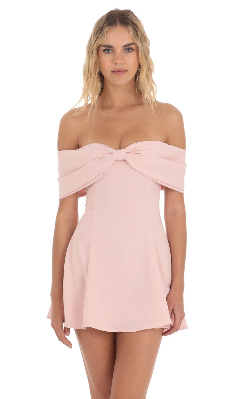 Lucy in the Sky Front Bow Off Shoulder Dress