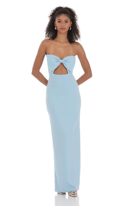 Lucy in the Sky Bow Cutout Strapless Maxi Dress