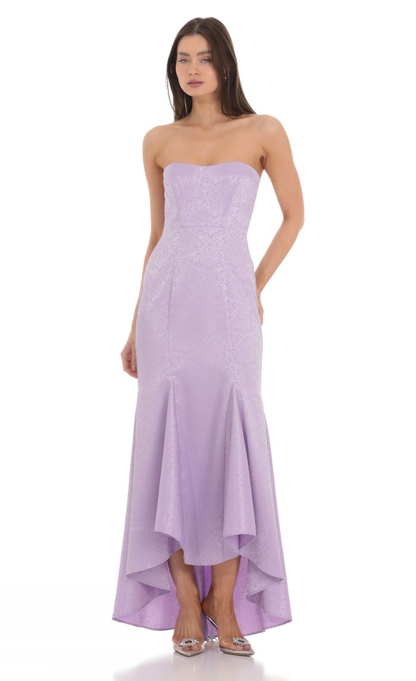 Lucy in the Sky Jacquard Corset Mermaid Maxi Dress in Lavender