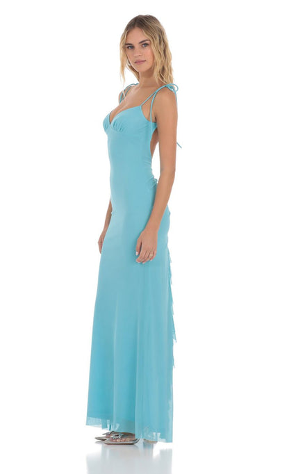 Lucy in the Sky Mesh Open Back Maxi Dress