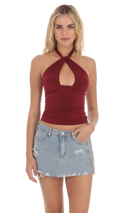 Lucy in the Sky Cross Neck Halter Top