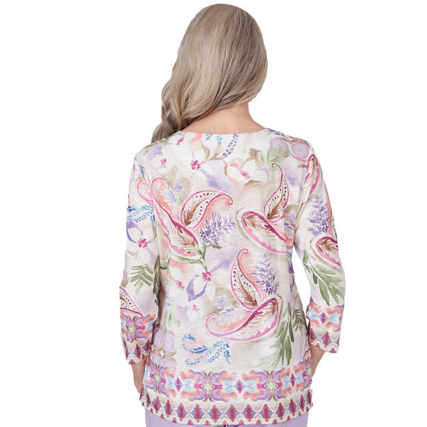 Alfred Dunner Women's Paisley Floral Border Top