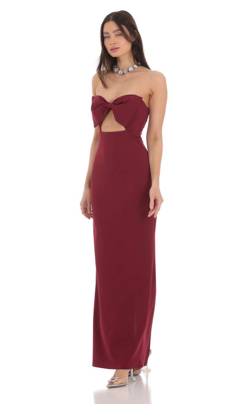 Lucy in the Sky Bow Cutout Strapless Maxi Dress